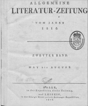 Pamietnik Iwowski. Jg. 1816, St. 1-2. Lemberg: Wilde 1816