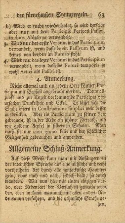 Allgemeine Schluß-Anmerkung