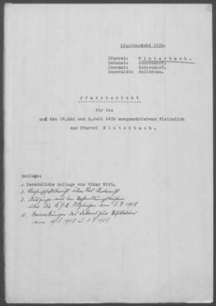 Winterbach mit Hebsack und Rohrbronn: Pfarrbericht mit Visitationsbericht 1938