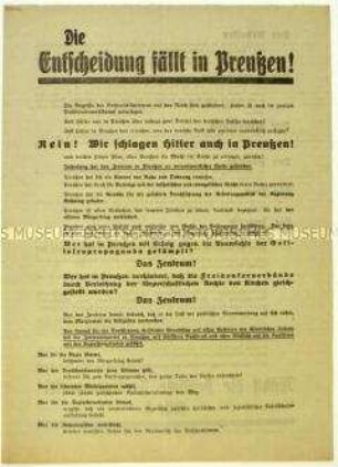 Aufruf der Zentrumspartei zur preußischen Landtagswahl 1932