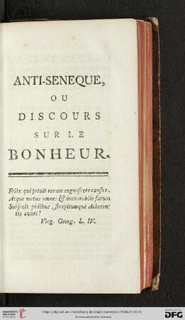 Anti-Seneque, ou discours sur le bonheur
