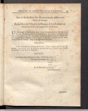 Les Reductions des Monnoyes des differentes Places de Change