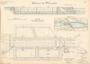 Dortmund-Ems-Kanal. Schleuse, Münster: Lageplan 1:2500, Aufsicht, Grundriss, Schnitt 1:200