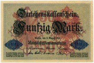 Geldschein, 50 Mark, 5.8.1914
