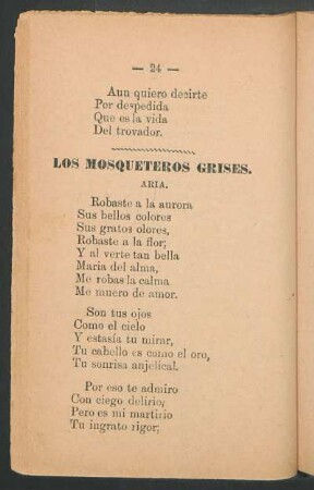 Los mosquteros grises. : Aria.