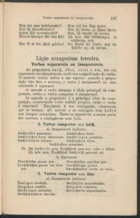 Lição sexagesima terceira. - Verbos separaveis ou inseparaveis.
