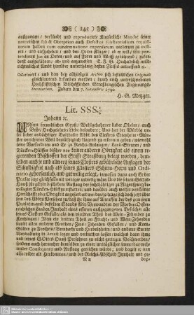 Lit. SSS. 1 6 : Johann rc.