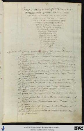 [fol. 37] Rektorat Carl Alexander de Croy Markgraf von Haurich und Prorektorat Friedrich Martini 1595/96