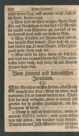 Vom Himmel und himmlischen Jersusalem