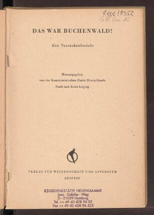 Das war Buchenwald! : ein Tatsachenbericht