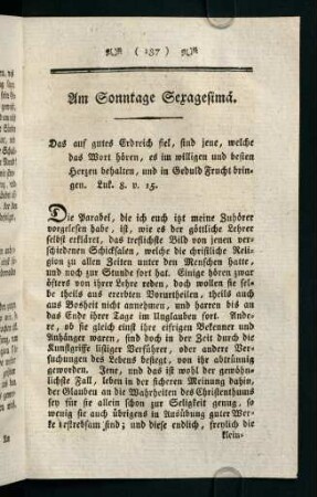 137-152, Am Sonntage Sexagesimae.