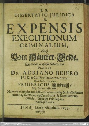 De expensis executionum criminalium
