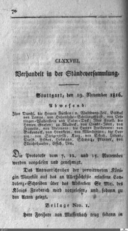 178. Sitzung, Stuttgart, 19.11.1816