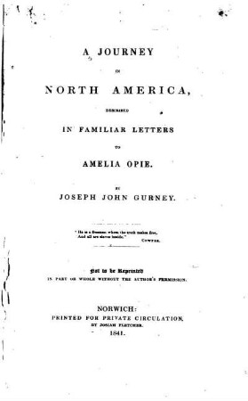 A journey in North America, described in familiar letters to Amelia Opie