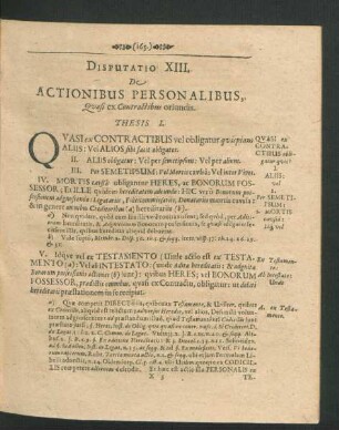 Disputatio XIII. De Actionibus Personalibus ...