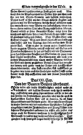 Das XXI. Cap. Von der Bauren Boßheit überhaupt