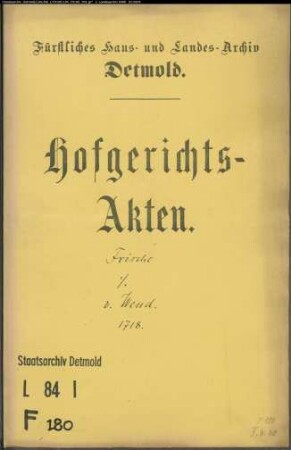 Frische, Kord zu Lemgo gegen Oberschenk von Wend zu Papenhausen - Ermäßigung der Haferpacht