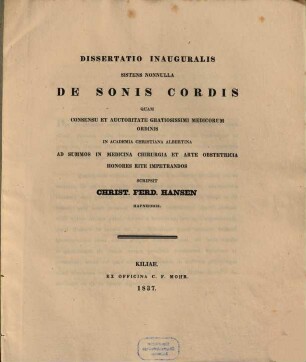 Diss. inaug. sistens nonnulla de sonis cordis
