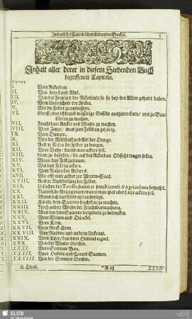 Inhalt aller derer in diesem Siebenden Buch begriffenen Capiteln