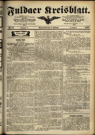Zweite Ausgabe vom Samstag, den 12. Februar 1910.