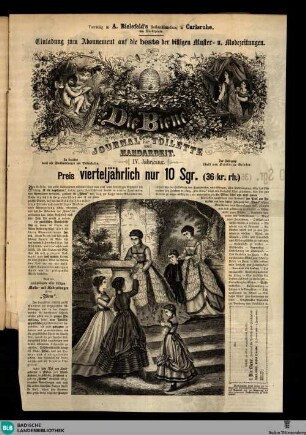 Karlsruher Tagblatt, Einladung zum Abonnement...Die Biene Journal für Toilette und Handarbeit