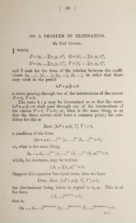 On a problem of elimination.