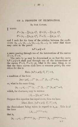 On a problem of elimination.