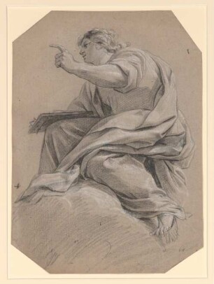 Vouet, Simon: Zeichnungen II, Blatt 64: Auf Wolken sitzender Evangelist - BSB Cod.icon. 397 b(64