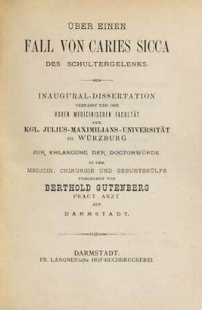 Ueber einen Fall von Caries sicca des Schultergelenks
