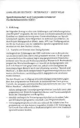 Sprachwissenschaft und Computerunterstützter Hochschulunterricht (CHU)