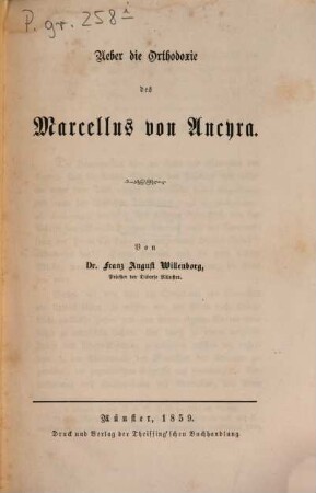 Ueber die Orthodoxie des Marcellus von Ancyra