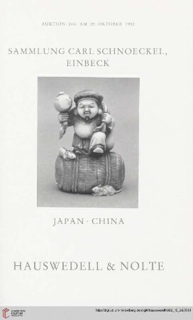 Nr. 244: Auktion / Hauswedell & Nolte: Japan, China : Sammlung Carl Schnoeckel, Einbeck : Indien, Thailand, Amerika : Auktion am 29. Oktober 1982