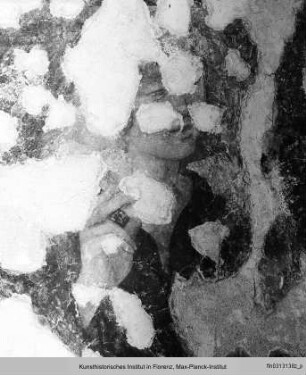Chorfresken : Lünetten und Wandfelder : Wand Mitte links: Heiligenfiguren und Szene?