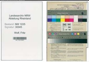 Entnazifizierung Fritz Wolf , geb. 24.03.1888 (Kaufmaennischer Angestellter)