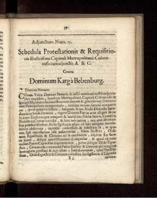 Adjunctum Num. 15.