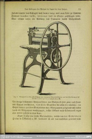 Fig. 4. Walzwerk mit Parallelstellung und doppelter Räderübersetzung aus der Maschinenfabrik der Gebrüder Heim in Offenbach a. M.
