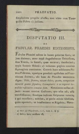 Disputatio III. De fabular. Phaedri editionibus.