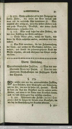 Vierte Vorlesung. Von widernatürlichen Zufällen