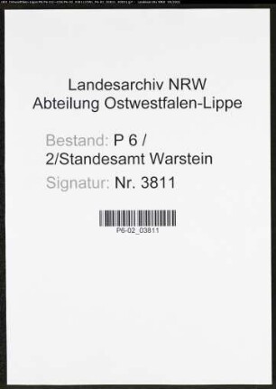 Heiratsregister Standesamt Warstein