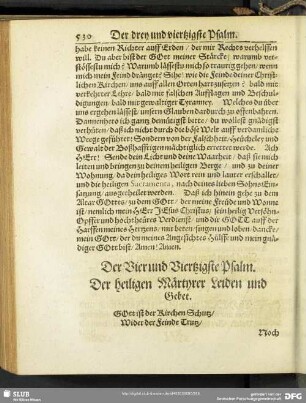 Der Vier und Viertzigste Psalm. Der heiligen Märtyrer Leiden und Gebet