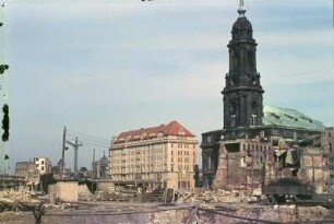 Dresden-Altstadt. Altmarkt. Blick nach Nordosten zur Kreuzkirche