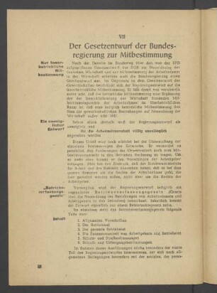 VII Der Gesetzentwurf der Bundesregierung zur Mitbestimmung