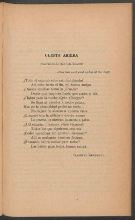 Cuesta arriba : (Traducido de Gabriela Rosetti)
