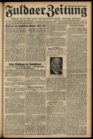 Erste Ausgabe vom Samstag, den 26. September 1931.