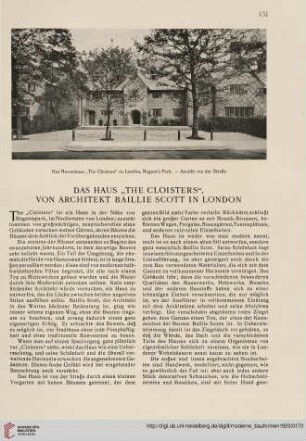 Das Haus "The Cloisters", von Architekt Baillie Scott in London