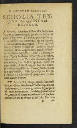 Scholia Textus In Quintam Eclogam.