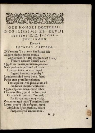 Ode Honori Doctorali Nobilissimi Et Eruditissimi D. D. Iacobi A Teylingen ...
