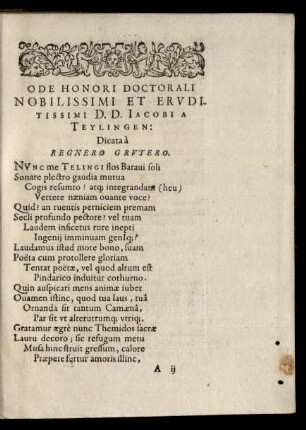 Ode Honori Doctorali Nobilissimi Et Eruditissimi D. D. Iacobi A Teylingen ...