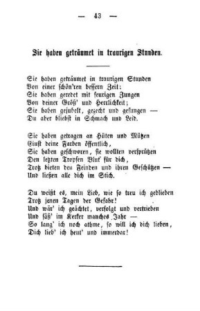 Sie haben geträumet in traurigen Stunden