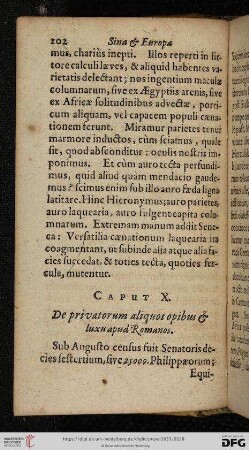 Caput X: De privatorum aliquot opibus & luxu apud romanos